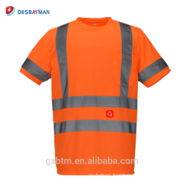Wholesale 100% Polyester Knitted Birdeye Mesh Fabric High Visibility Reflective Safety Work T-shirt For Men